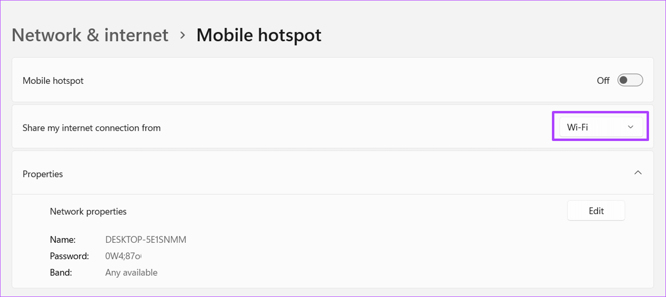 How to turn on a mobile hotspot in windows 11 Step 5